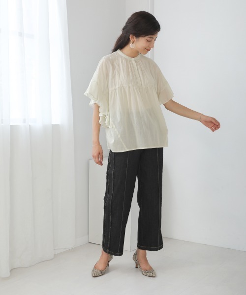 Bou Jeloud（ブージュルード）の「袖フリルブラウス（シャツ/ブラウス・レディース・ブラック/イエロー/アイボリー/ワイン/グリーン/オレンジ・FREE）」の8枚目の写真