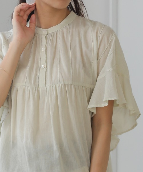 Bou Jeloud（ブージュルード）の「袖フリルブラウス（シャツ/ブラウス・レディース・ブラック/イエロー/アイボリー/ワイン/グリーン/オレンジ・FREE）」の10枚目の写真