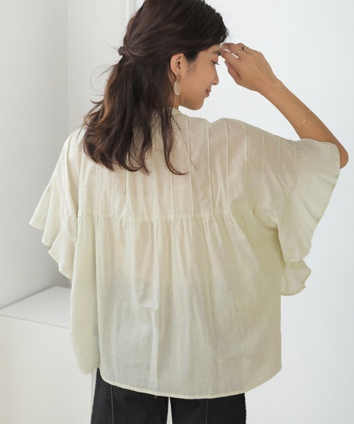 Bou Jeloud（ブージュルード）の「袖フリルブラウス（シャツ/ブラウス・レディース・ブラック/イエロー/アイボリー/ワイン/グリーン/オレンジ・FREE）」の11枚目の写真