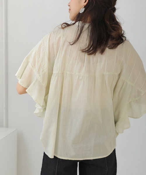 Bou Jeloud（ブージュルード）の「袖フリルブラウス（シャツ/ブラウス・レディース・ブラック/イエロー/アイボリー/ワイン/グリーン/オレンジ・FREE）」の15枚目の写真