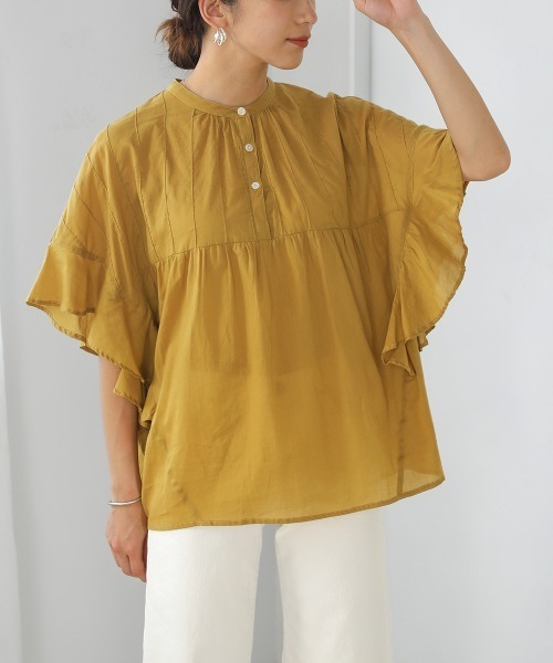 Bou Jeloud（ブージュルード）の「袖フリルブラウス（シャツ/ブラウス・レディース・ブラック/イエロー/アイボリー/ワイン/グリーン/オレンジ・FREE）」の16枚目の写真