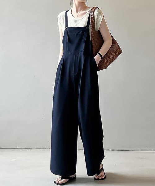 Girly Doll（ガーリードール）の「ワイドサロペットパンツ（サロペット/オーバーオール・レディース・グレー/カーキ/ネイビー・L/M）」の3枚目の写真