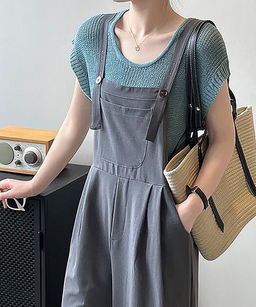 Girly Doll（ガーリードール）の「ワイドサロペットパンツ（サロペット/オーバーオール・レディース・グレー/カーキ/ネイビー・L/M）」の7枚目の写真