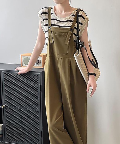 Girly Doll（ガーリードール）の「ワイドサロペットパンツ（サロペット/オーバーオール・レディース・グレー/カーキ/ネイビー・L/M）」の8枚目の写真