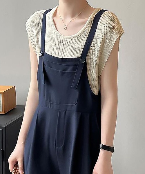 Girly Doll（ガーリードール）の「ワイドサロペットパンツ（サロペット/オーバーオール・レディース・グレー/カーキ/ネイビー・L/M）」の14枚目の写真