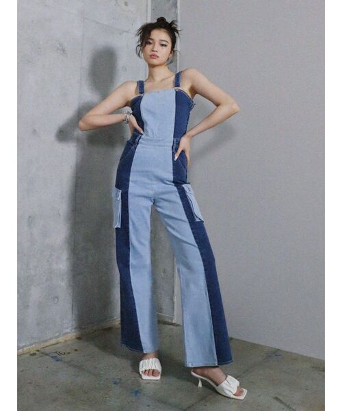 EVRIS（エヴリス）の「【10周年記念】ワークデザインデニムサロペット（サロペット/オーバーオール・レディース・ブルー・FREE）」の5枚目の写真