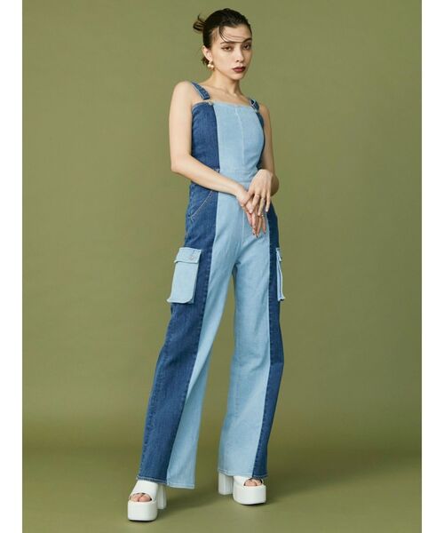 EVRIS（エヴリス）の「【10周年記念】ワークデザインデニムサロペット（サロペット/オーバーオール・レディース・ブルー・FREE）」の7枚目の写真
