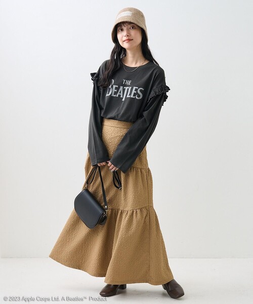 古着　バンドtシャツ フリル　リメイク　ビートルズ　グランジ　トップス セール】THE BEATLES フリルロンT/ザ・ビートルズ フリル ロン