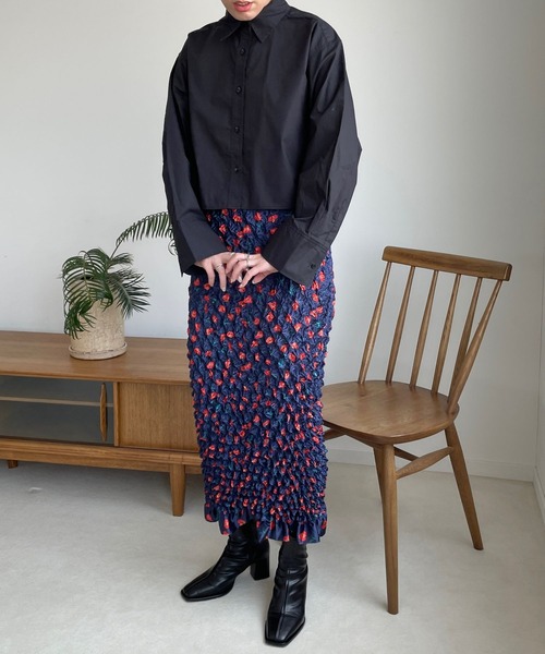 LOWRYS FARM（ローリーズファーム）の「ワイドショートシャツＬＳ　968596（シャツ/ブラウス・レディース・ブラック/ホワイト/ピンク/ブルー・FREE）」の12枚目の写真