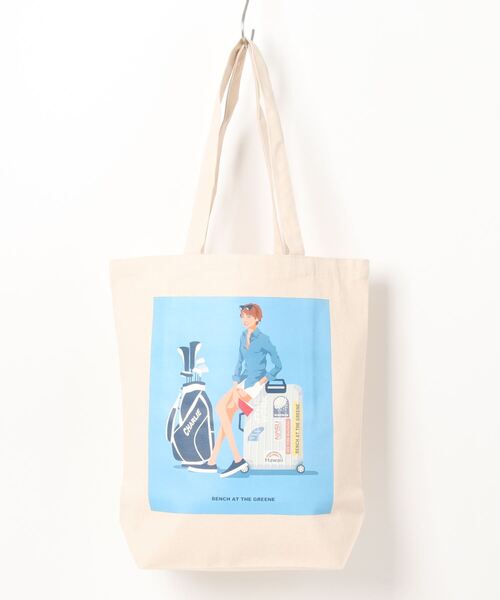 BENCH AT THE GREENE(ベンチアットザグリーン)の「BENCH AT THE GREENE GOLF / gata グラフィックTOTE(トートバッグ・メンズ・ナチュラル・FREE)」の5枚目の写真