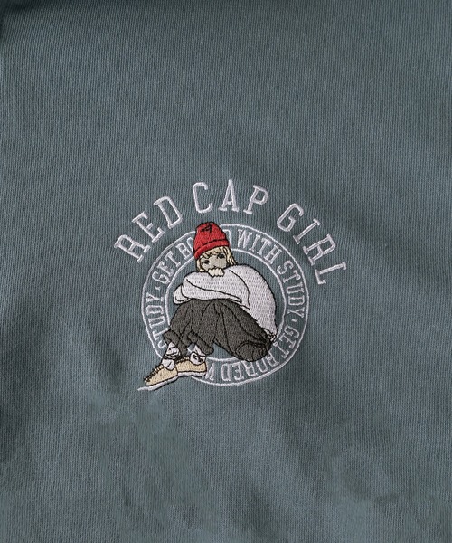 Red Cap Girl(レッドキャプガール)の「ガールイラストワンポイント刺繍ハーフジップスウェット/オーバーサイズ/ユニセックス(スウェット・メンズ・ブラック/カーキ/アイボリー/アッシュグレー/ブルー・M/L)」の13枚目の写真