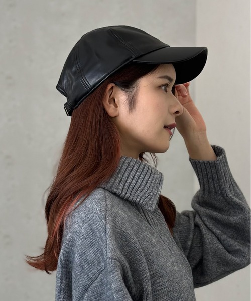 【ファッション通販】 セール】ECOレザーキャップ（キャップ）｜Per ence sist 帽子