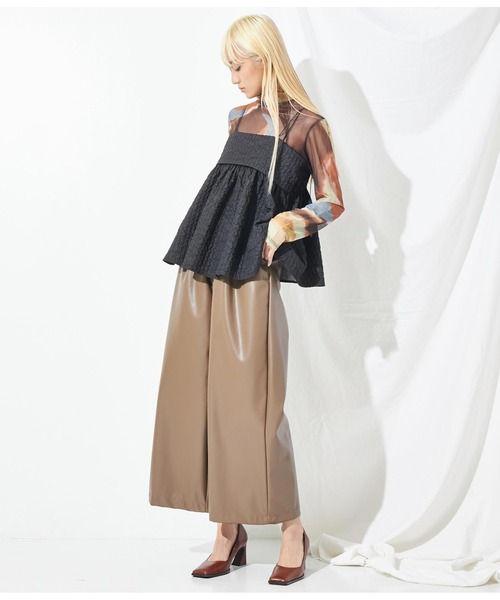 Settimissimo(セッティミッシモ)の「ストライプフクレジャガードキャミソール(キャミソール・レディース・ブラック/キャメル・M)」の9枚目の写真