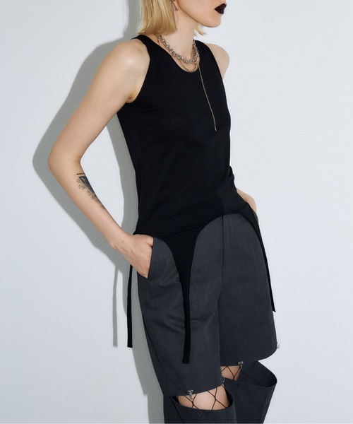 JOSE MOON(ジョゼムーン)の「COTTON CHIFFON TANK/コットンシフォンタンク(タンクトップ・レディース・ホワイト/ブラック/ウッド・FREE)」の2枚目の写真