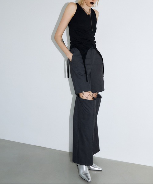 JOSE MOON(ジョゼムーン)の「COTTON CHIFFON TANK/コットンシフォンタンク(タンクトップ・レディース・ホワイト/ブラック/ウッド・FREE)」の4枚目の写真