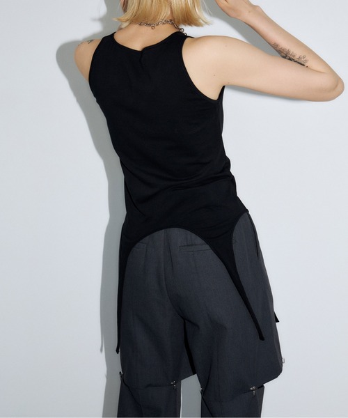 JOSE MOON(ジョゼムーン)の「COTTON CHIFFON TANK/コットンシフォンタンク(タンクトップ・レディース・ホワイト/ブラック/ウッド・FREE)」の6枚目の写真