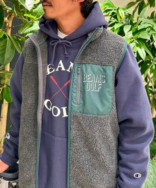 MEN〉BEAMS GOLF ORANGE LABEL / パイピング ボア ジップベスト