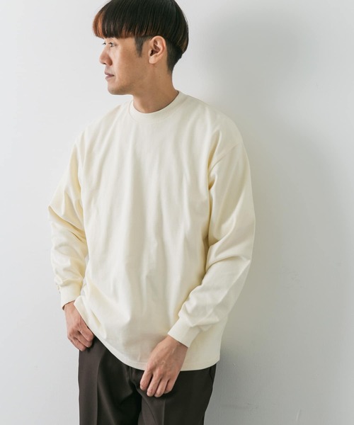 URBAN RESEARCH DOORS(アーバンリサーチドアーズ)の「スウェード起毛天竺 ロングTシャツ(Tシャツ/カットソー・メンズ・スミクロ/アイボリー/ブラウン・MEDIUM/LARGE)」の6枚目の写真