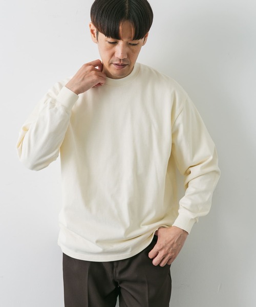 URBAN RESEARCH DOORS(アーバンリサーチドアーズ)の「スウェード起毛天竺 ロングTシャツ(Tシャツ/カットソー・メンズ・スミクロ/アイボリー/ブラウン・MEDIUM/LARGE)」の7枚目の写真