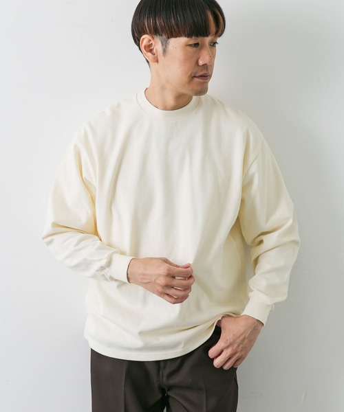 URBAN RESEARCH DOORS(アーバンリサーチドアーズ)の「スウェード起毛天竺 ロングTシャツ(Tシャツ/カットソー・メンズ・スミクロ/アイボリー/ブラウン・MEDIUM/LARGE)」の8枚目の写真