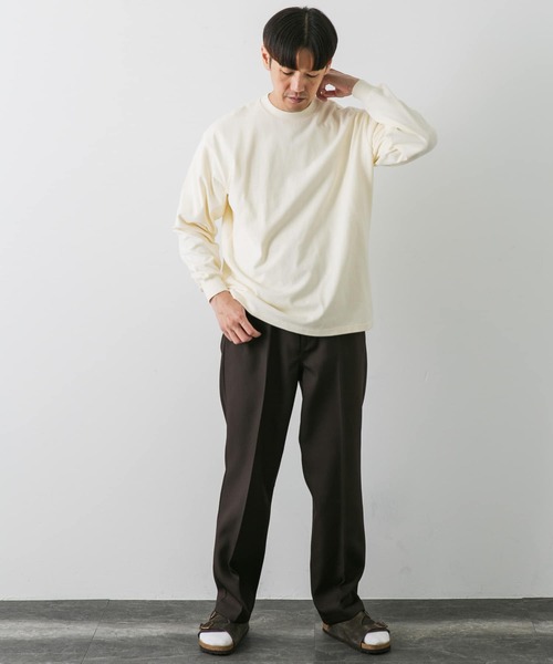 URBAN RESEARCH DOORS(アーバンリサーチドアーズ)の「スウェード起毛天竺 ロングTシャツ(Tシャツ/カットソー・メンズ・スミクロ/アイボリー/ブラウン・MEDIUM/LARGE)」の10枚目の写真