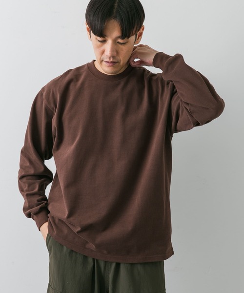 URBAN RESEARCH DOORS(アーバンリサーチドアーズ)の「スウェード起毛天竺 ロングTシャツ(Tシャツ/カットソー・メンズ・スミクロ/アイボリー/ブラウン・MEDIUM/LARGE)」の12枚目の写真