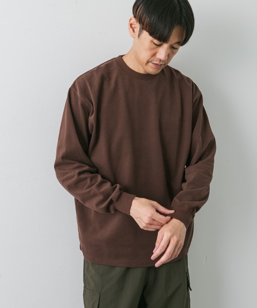 URBAN RESEARCH DOORS(アーバンリサーチドアーズ)の「スウェード起毛天竺 ロングTシャツ(Tシャツ/カットソー・メンズ・スミクロ/アイボリー/ブラウン・MEDIUM/LARGE)」の15枚目の写真