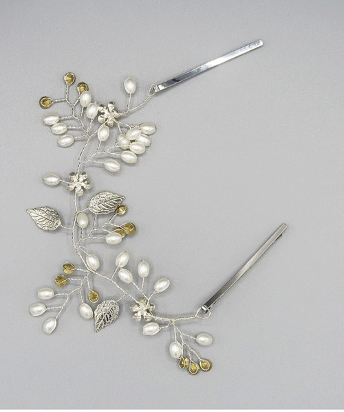 Cupid Heart(キューピッドハート)の「【Cupid Heart】結婚式アクセ!メタルリーフパールビジューヘッドドレス(ハーフ)(その他ヘアアクセサリー・レディース・シルバー・MEDIUM)」の13枚目の写真