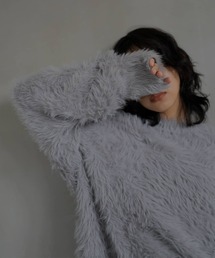 シャギー クルーネックニットプルオーバー