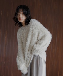 シャギー クルーネックニットプルオーバー
