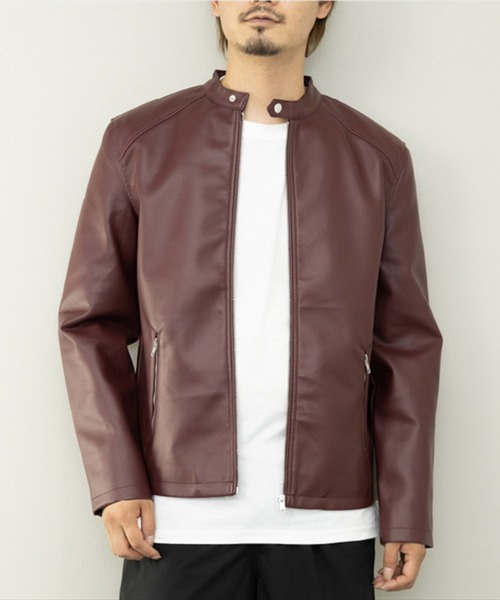 STYLEBLOCK(スタイルブロック)の「PUレザーシングルライダース(ライダースジャケット・メンズ・ブラック/ワイン/ネイビー/ブルー・LL/M/L)」の4枚目の写真