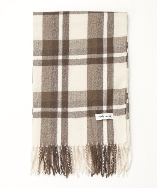 fredy emue（フレディエミュ）の「ソフトタッチチェックストール（ストール/ショール・レディース・ベージュ系その他/ホワイト系その他2/ブルー系その他・FREE）」の6枚目の写真