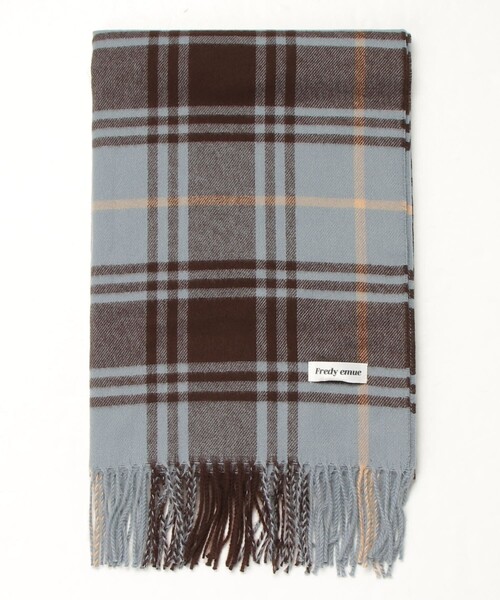 fredy emue（フレディエミュ）の「ソフトタッチチェックストール（ストール/ショール・レディース・ベージュ系その他/ホワイト系その他2/ブルー系その他・FREE）」の7枚目の写真