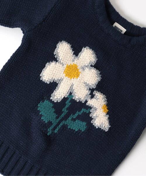 BREEZE（ブリーズ）の「フラワーニット（ニット/セーター・キッズ・ネイビー/アイボリー・100/90/140/120）」の9枚目の写真