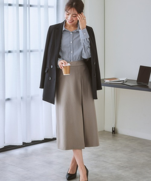 7days Life Styling(セブンデイズライフスタイリング)の「【洗える・ストレッチ】セットアップ対応ウール調ロング丈フレアスカート(上下別売)(スーツスカート・レディース・グレイッシュベージュ/ブラウン系/ブラック・3L/S/LL/M/L/4L/8L/6L/5L)」の8枚目の写真
