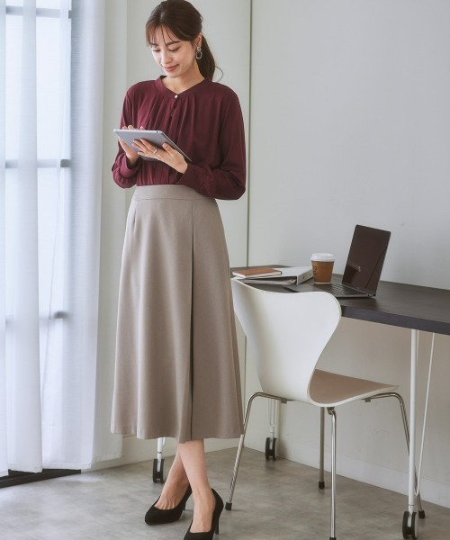 7days Life Styling(セブンデイズライフスタイリング)の「【洗える・ストレッチ】セットアップ対応ウール調ロング丈フレアスカート(上下別売)(スーツスカート・レディース・グレイッシュベージュ/ブラウン系/ブラック・3L/S/LL/M/L/4L/8L/6L/5L)」の5枚目の写真