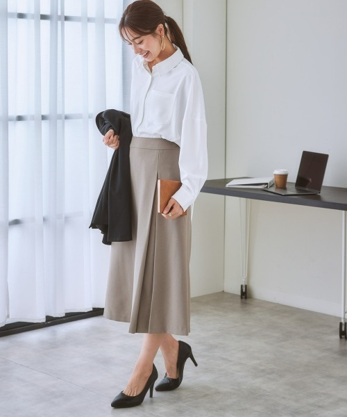 7days Life Styling(セブンデイズライフスタイリング)の「【洗える・ストレッチ】セットアップ対応ウール調ロング丈フレアスカート(上下別売)(スーツスカート・レディース・グレイッシュベージュ/ブラウン系/ブラック・3L/S/LL/M/L/4L/8L/6L/5L)」の10枚目の写真