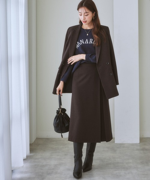 7days Life Styling(セブンデイズライフスタイリング)の「【洗える・ストレッチ】セットアップ対応ウール調ロング丈フレアスカート(上下別売)(スーツスカート・レディース・グレイッシュベージュ/ブラウン系/ブラック・3L/S/LL/M/L/4L/8L/6L/5L)」の12枚目の写真