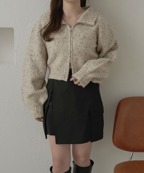 Ambre Neige（アンブルネージュ）の「ダブルジップクッキーニット／【WEB/EC限定商品】（ニット/セーター・レディース・アイボリー/グレー・FREE）」の11枚目の写真