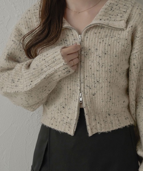 Ambre Neige（アンブルネージュ）の「ダブルジップクッキーニット／【WEB/EC限定商品】（ニット/セーター・レディース・アイボリー/グレー・FREE）」の12枚目の写真