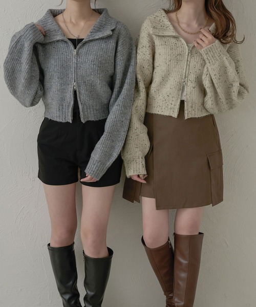 Ambre Neige（アンブルネージュ）の「ダブルジップクッキーニット／【WEB/EC限定商品】（ニット/セーター・レディース・アイボリー/グレー・FREE）」の19枚目の写真