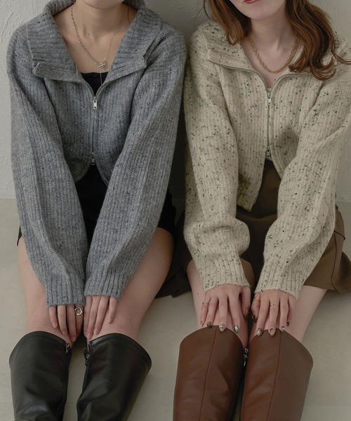 Ambre Neige（アンブルネージュ）の「ダブルジップクッキーニット／【WEB/EC限定商品】（ニット/セーター・レディース・アイボリー/グレー・FREE）」の20枚目の写真