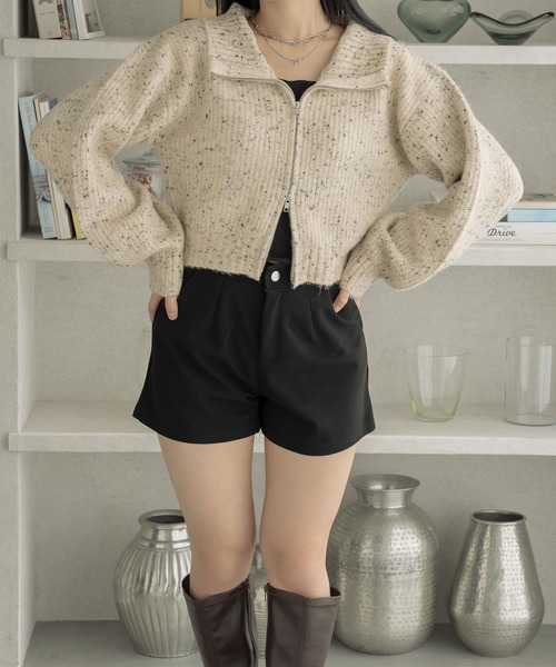 Ambre Neige（アンブルネージュ）の「ダブルジップクッキーニット／【WEB/EC限定商品】（ニット/セーター・レディース・アイボリー/グレー・FREE）」の3枚目の写真