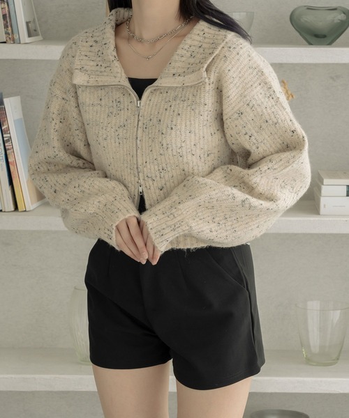 Ambre Neige（アンブルネージュ）の「ダブルジップクッキーニット／【WEB/EC限定商品】（ニット/セーター・レディース・アイボリー/グレー・FREE）」の5枚目の写真