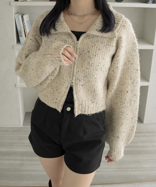 Ambre Neige（アンブルネージュ）の「ダブルジップクッキーニット／【WEB/EC限定商品】（ニット/セーター・レディース・アイボリー/グレー・FREE）」の4枚目の写真