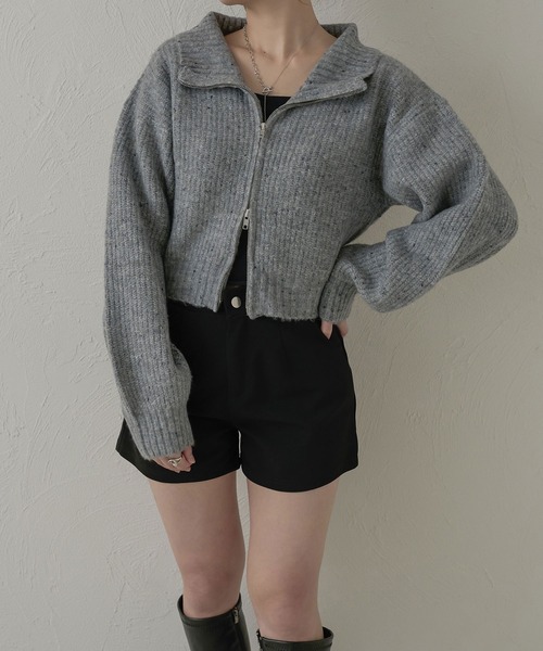 Ambre Neige（アンブルネージュ）の「ダブルジップクッキーニット／【WEB/EC限定商品】（ニット/セーター・レディース・アイボリー/グレー・FREE）」の14枚目の写真