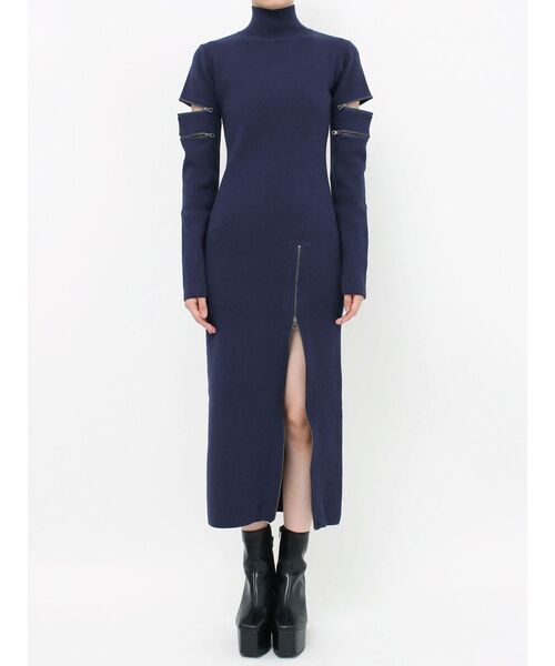 EVRIS（エヴリス）の「ダブルZIPニットロングワンピース（ワンピース・レディース・アイボリー/ネイビー/ブラック・FREE）」の10枚目の写真