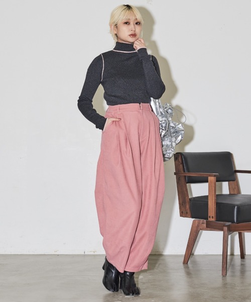 MERLOT（メルロー）の「配色タートルニット（ニット/セーター・レディース・ピンク/グリーン/ダークグレー/グレー・FREE）」の18枚目の写真