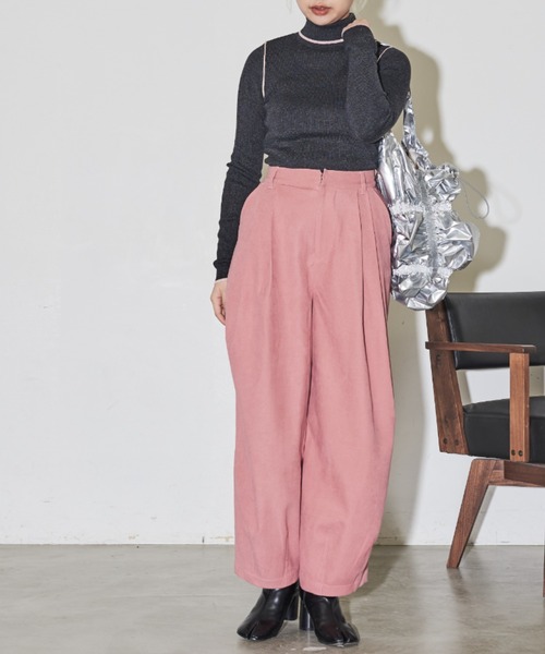 MERLOT（メルロー）の「配色タートルニット（ニット/セーター・レディース・ピンク/グリーン/ダークグレー/グレー・FREE）」の21枚目の写真