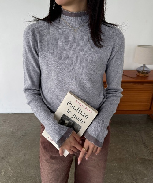 Miniministore(ミニミニストア)の「【新色追加】ハイネックニットトップスフリルニットソー(ニット/セーター・レディース・アイボリー/ホワイト/グレイッシュベージュ/ブラック/ブラウン/オレンジ/グリーン/ライトベージュ/レッド/グレー/ダークグリーン/カーキ・フリー)」の13枚目の写真